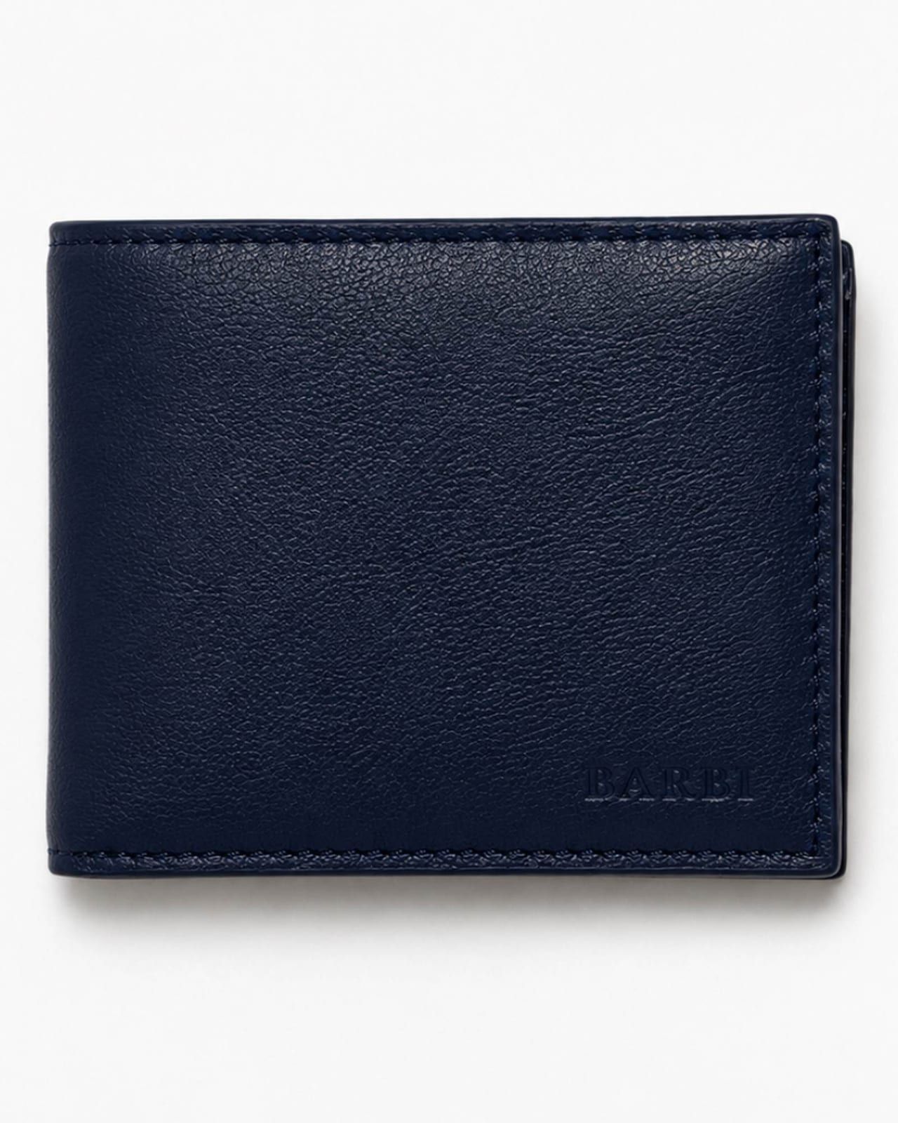 Portafoglio Sottile in pelle blu, chiuso